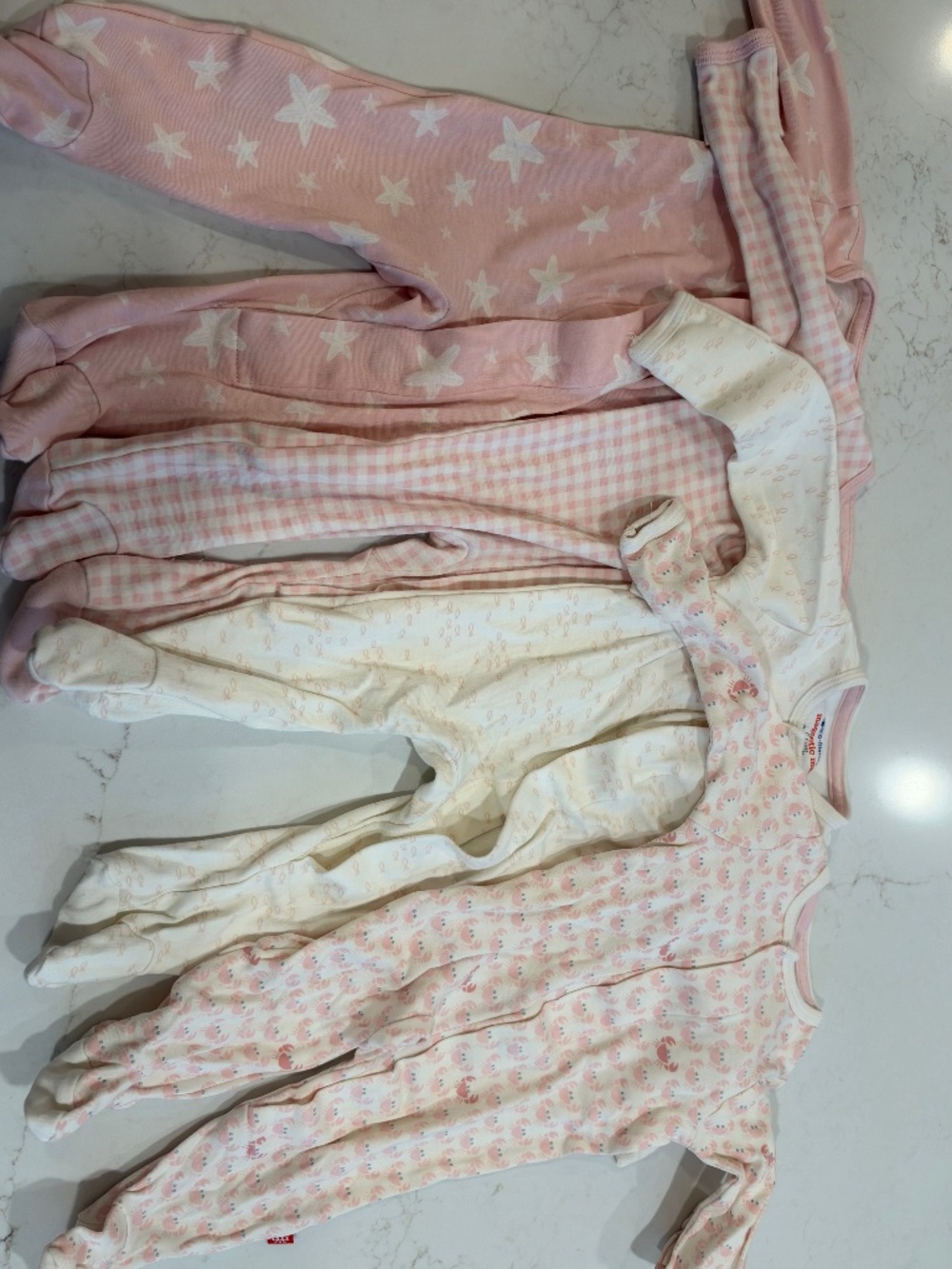 0-3 pink Magnetic me organic cotton footie onesies